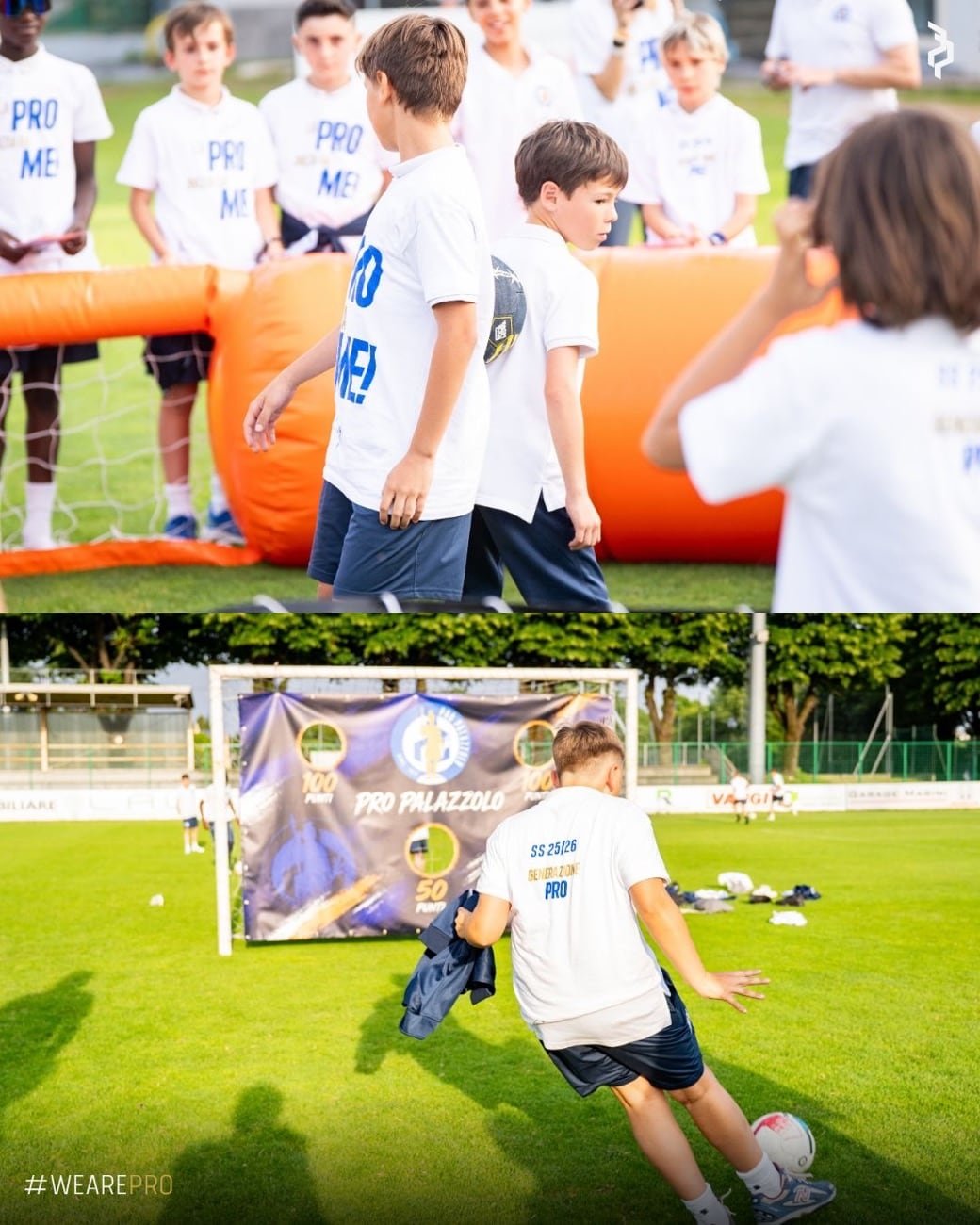 Arena 1vs1 e porta a punteggi alla festa di una scuola calcio
