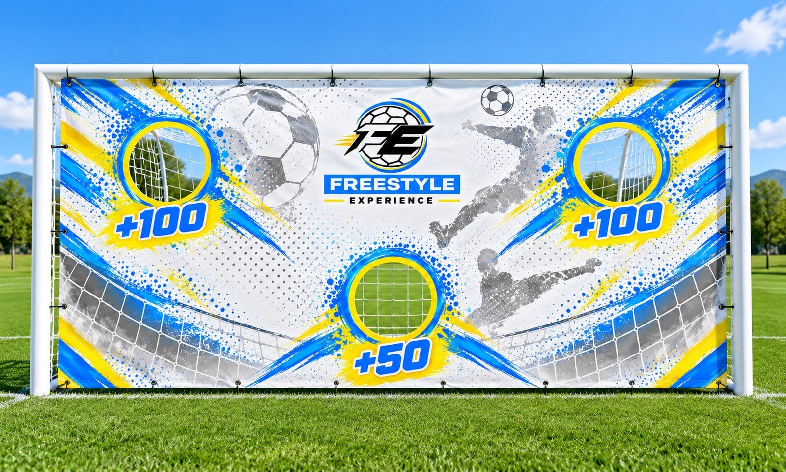 Freestyle Experience Bersaglio: telo per porta da calcio a 5 con fori da 50 e 100 punti