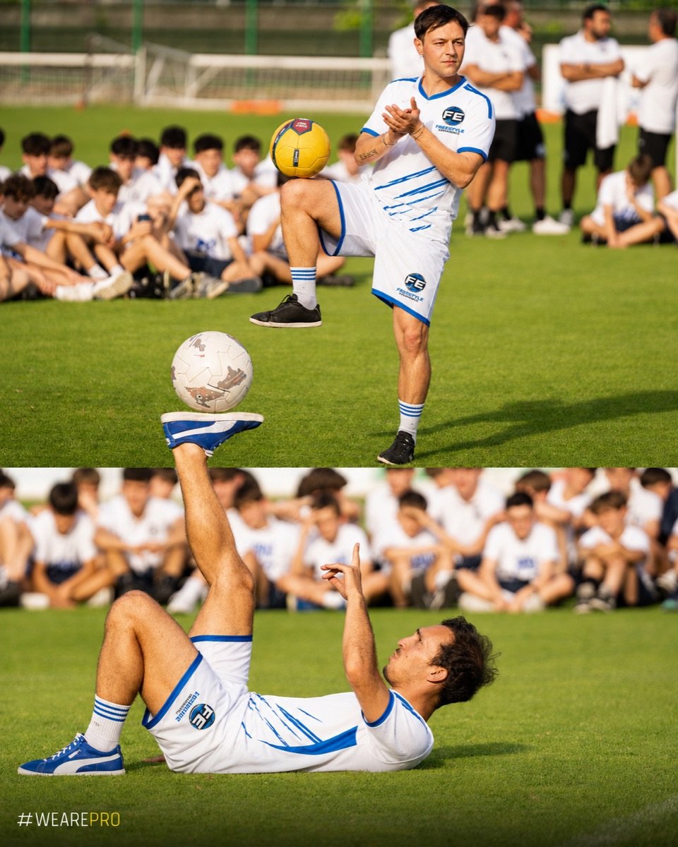 Doppia esibizione di Nicola Barnabà davanti a una scuola calcio